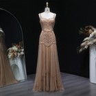 Champagne Mermaid Evening Gown Luxury Beaded Wedding Engagement Party Dress-