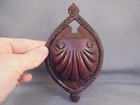Antique Carved Wood Shell Hanging Match Safe Holder