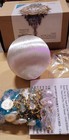 Vtg Christmas Beaded Satin Ornament Push Pin Kit Gold  Pearl   Blue Rhinestones 