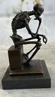 Modern Art Solid Bronze  skeleton Thinker  Signed Milo Hot Cast Marble Figuri