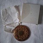 Gold Plated  Compact Pocket Mirror Made In Hong Kong Vintage In Org Box