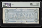 Pmg Cu63  T-67  20 1864 Confederate States Civil War Obsolete Banknote Currency
