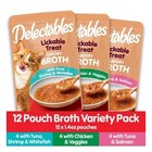 Hartz Delectables Savory Broths Lickable Wet Cat Treats Variety Pack  12 Count