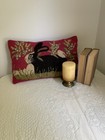 Lisa Hilliker Hooked Wool Bunny Rabbit Pillow Forest Decor 12x20 Red Peking