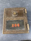 Vintage Safe Deposit Box Door W frame Brass Numbered Glass Antique Yale With Key