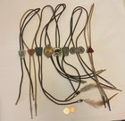 Vintage Lot Of 8 Metal Bolo Ties  Nice Designs  Arrowhead  Stone Designs  More 