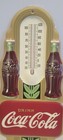 Art Deco Coca-cola Double Bottle Thermometer Tin Sign - 1997 Repo  Mint With Box