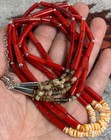 Tri-strands Coral spiny Oyster Shell Necklace  22   w174e-w2 