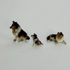 3 Pc Vintage Bone China Collie Family Miniature Dog Figurines Japan
