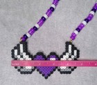 Purple Heart Perler Bead Kandi Necklace-edc-rave-festival-plur-edm