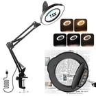 15x Magnifying Glass With Light And Clamp Magnifier Glass Dimmable Led Desk Lamp