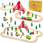 Giravo 53p Wooden Train Set   Bonus 40p Track Expansion  Fits Brio  Thomas  Etc 