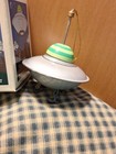 Vintage Restoration Hardware Ufo Flying Saucer Tin Toy Christmas Ornament W  Box