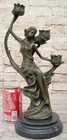 Bronze Sculpture Statue Mother s Day Handcrafted Art Maiden Candle Holder Decor