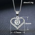 925 Sterling Silver Love Heart Cubic Cz Zirconia Pendant Necklace 18  Chain