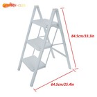 White With Wide Anti-slip Pedal 3 Step Ladder Folding Step Stool Aluminum