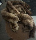 Mink Hair-on Brown Fur Pelts Lot Of 3 With Heads  Approx  70cm Long