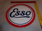 Vintage Esso Gasoline Cursive Porcelain Metal Service Station Gasoline Oil Sign 