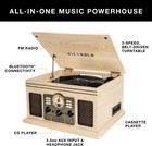 Vintage Retro Record Player 6-in-1 Stereo System Bluetooth Fm Radio Cd Cassette