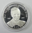2000 Liberia  20 Presidents Of Usa George Bush Proof 999 Silver 1 20 000 Coa