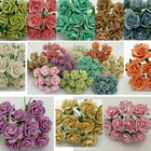 3 4  Or 2cm Open Roses Pastel Mulberry Paper Flower Wedding Scrapbook Crafts R3