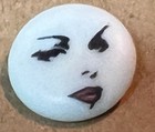 Unique Slightly Domed White Button W Hp Face Black Detail Red Lips Tad Over 1 2   