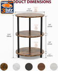 Xburmo Small Round Coffee Table - 3 Tier Design Accent Table  Narrow Side Or Bed