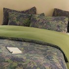 New Anthropologie Green Purple Floral Cotton Queen   King Bedding Duvet Sham Set