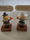 Solar Dancing Pilgrim Boy   Girl Figures Thanksgiving Holiday Bobble Set New