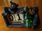 Black Bear Perpetual Desk Calendar Figurine Lodge Cabin Office Home Decor New