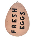 Vintage Figural Egg  fresh Eggs  Trade Sign Aafa Folk Art Primitive Taupe