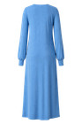 Vintage Floor-length Blue Cotton Long Sleeve Dress - Timeless Elegance