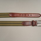 Vintage Brighton Belt Mens 34 Green Stripe Stretch Leather 1 25  Silver Buckle