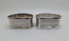 Pair Of Vintage English Sterling Silver Napkin Rings  Blank Cartouche  D  1953