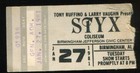 Vintage 1981 Styx Concert Ticket Stub Birmingham Al