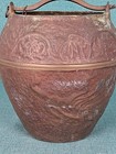 Antique Brass   Copper Heavy Patina Cauldron Bucket Pot Kettle Planter 5 5 