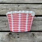 Bicycle Basket With Leather Straps Buckles Pink   Red Nos