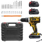 36v Cordless Impact Driver Hammer Drill Combo Kit With 2 Battery   Charger B01