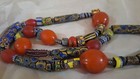 Venetian Millefiori African Trade Beads W pigeon  Nice Strand Blue multi