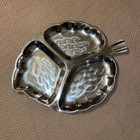 Vintage Stainless Steel Leaf Shape Platter 3 Compartment Tray Made In Japan