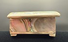 Vintage Abalone Shell Silver Hinged Footed Trinket Pill Box Mexico Hechden 