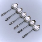 William Devenport Sterling Silver Set Of 6 Twist Handle Apostle Spoons No Monos