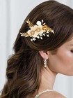 Gold Pearl Flower Wedding Hair Clip Crystal Bridal Hair Accessories For Women