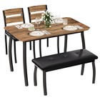 Modern Dining Table Set  Dining Table With Bench  Pu Cushioned Dining Chairs