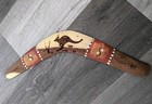 Australian Tribal Signed By Tribe Hand Painted Wooden Boomerang Engraved 