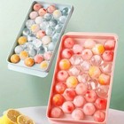 33 Grid Round Ice Ball Mold Tray With Lid Reusable Freezer Ice Cube Maker