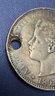 1895 1 peso Puerto Rico Has A Bullet Hole Toned         