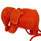 Felt Wool Elephant Bag Nepal Handmade Boho Crossbody Orange Zipper Cute