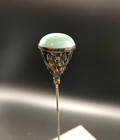 Antique Hatpin Robins Egg Blue With Floral Design 11 1 4 Inches