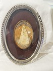 Antique 1912 First Communion Holy Card Framed Convex Glass Souvenir Paper Dress